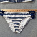 Venus High Neck Zip front Bikini Swimsuit Size 14 Navy/White Sailboat Stripe Photo 4