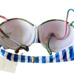 ENDLESS MOON Underwire Push Up Bikini Sz S Hi Rise Bottom Italy Floral Scene NEW Blue Photo 2