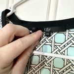 Tibi  Blouse Women Size XS Blue Geometric High Low V Neck Polyester Black Hemmed Photo 1