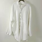 Free People  Summer Daydream Buttondown Top in Ivory Size Medium Gauze Oversized Photo 11