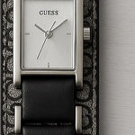 Guess  Women's Cuffs Watch - Black Leather Strap , Logo Canvas Strap Photo 0
