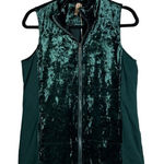 XCVI NWT  Forest Green Full Zip Velvet Velour Vest w/‎ Pockets Size Small Photo 0