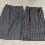Pendleton Vintage Midi Skirt Straight Virgin Wool Gray Plaid 14 USA Lot Of 2 Photo 0