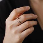 Silver Crescent Moon Phase Ring Stainless Steel Jewelry Photo 1