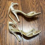 Off White Satin Strappy Jeweled Heels Size 7 Photo 1