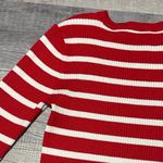 Vine & Love Red White Stripe Sweater Womens XS Ribbed Fitted Pearl Button Sleeve Photo 5