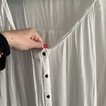 Free People  large rayon gauzy flowy Elegant off scoop White Button-Up Top Photo 1