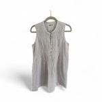 Faherty  Isha Linen Dress Womens Mini S Purple White Striped Button Front Pleated Photo 1