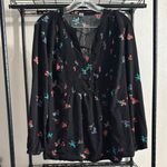Old Navy  Black Blouse with Floral Design Photo 0