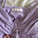 Hot & Delicious Lavender Lace-Up Crop Top Photo 1