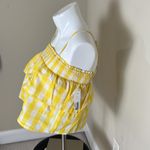 AQUA NWT Bloomingdale's  Yellow Gingham Smocked Tiered Top Photo 2