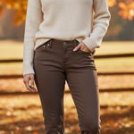 7 For All Mankind Green Crop Flared Jeans Size 27 Photo 0