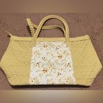 Isabella's Journey Green‎ Blue Floral Quilted Tote Bag Rope Handle EUC Yellow Photo 2