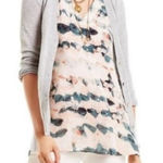 CAbi ‎ Teal Green And Cream/Pink Gelato Watercolor Blouse XS #5035 Photo 0