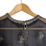 Isabel Marant  Midnight Blue Embellished Sheer Silk Long Sleeve Blouse Size 6 Photo 8