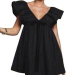 O.P.T. Didi Dress Voluminous Babydoll with Velvet Bow open back Cotton Black M Size M Photo 0
