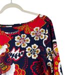 Talbots The  Tee Red Blue Paisley Floral Long Sleeve Shirt Boat Neck Womens XL Photo 1