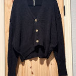 Free People 'Found My Friend Cardi' Medium Boho Black Oversized Great Condition Photo 0