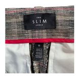 WHBM the Slim Plaid Check Slim Ankle Trousers Black w/ Madder Red Photo 3