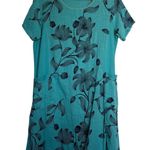 Beyond Capri Dress Women L Blue Black Floral Linen Lagenlook Coastal Vacation Size L Photo 0