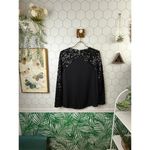 Oasis  Black Textured Sequin Long Sleeve Top - Size - XS Photo 4