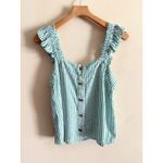 J.Crew  Women’s Linen Striped Button Front Tank Top Coastal Resort Vacation M‎ Photo 1