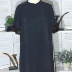 Vintage 50s 60s Black Long Coat Fur Cuffs 3/4 Sleeves XL Photo 0