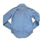 Vintage 70s Nature Lover Long Sleeve Button Down Dagger Collar Western Shirt Blue Photo 1