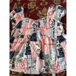 No Boundaries Y2K Babydoll Patchwork Peasant Top Square Neck Smocked Floral Paisley Boho XXXL‎ Photo 5