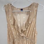 Old Navy Tan Polka Dot Midi Dress maternity ruffle sleeveless XL pockets flowy Photo 2