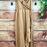 Show Me Your Mumu  Wedding Samantha Ruffle Wrap Dress Medium Gold Bridesmaid Midi Photo 0