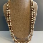 Elegant Vintage Faux 7mm Pearl Necklace Set in White/Brown 60 Inches VERSATILE 🔥 Brown Photo 1
