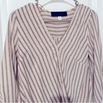 Franchescas Elbow length beige stripe auburn blouse Tan Size XS Photo 4