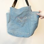 Victoria's Secret Victoria’s Secret denim tote bag rose gold metallic logo and studs side pockets Photo 4