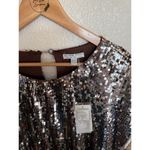 Alberto Makali Alberto Malaki Sequin Party Mini Dress Size 6 Brown Ruched Jersey Cocktail Photo 2