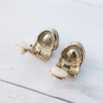 Vintage Clip On Earrings Orange Gem & Clear Gems Gold Tone Chunky Photo 5