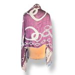 None Purple Reversible Geometric Circle Print Fringe Shawl Scarf Wrap Versatile Photo 4