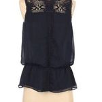Adrianna Papell Tank Top M Crochet Sleeveless Navy Blue Summer Vacation Dressy Photo 0