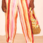 Farm Rio  Sunny Stripe Linen Pants High Rise Multi Size M Photo 0