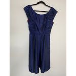 Vintage Navy Blue ? Taffeta 50s 60s Dress Handmade Ruched Bodice Size XS Photo 4