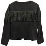Rockin G Black Rhinestone Fringe Open Front Coastal Cowgirl Jacket Womens Small Photo 5