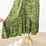 Lulus Lulu’s Missie Olive Green Floral Print Ruffled Tie-Back Midi Dress | Small Photo 4