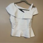 HFR x Undra Celeste Ponte Knit Origami Top Sea Salt Asymmetrical White Peplum Size XS Photo 1