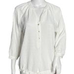Como vintage Shirt Women Small White Swiss Dot Popover Casual Neutral Minimalist Photo 0