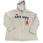 Disney I Love Being GRUMPY Vtg 90s Gray Activewear Fleece Zip Hoodie Size 3X Photo 0