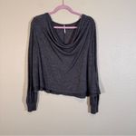 Free People  Grey Metallic Cowl Neck Sweater Womens S Boho Holiday Damaged Photo 7