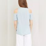 Urban Outfitters  Silence + Noise Linen Blend Jules Cold-Shoulder Blouse Top S Photo 3
