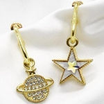 Star Planet Paperclip Earrings Gold Photo 0
