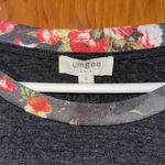Umgee  Women's Dark Gray Top with Floral Sleeves Photo 2