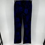 ZARA Flared Pants High Floral Stretch Elastic Waist Black Blue Small NWOT Photo 5